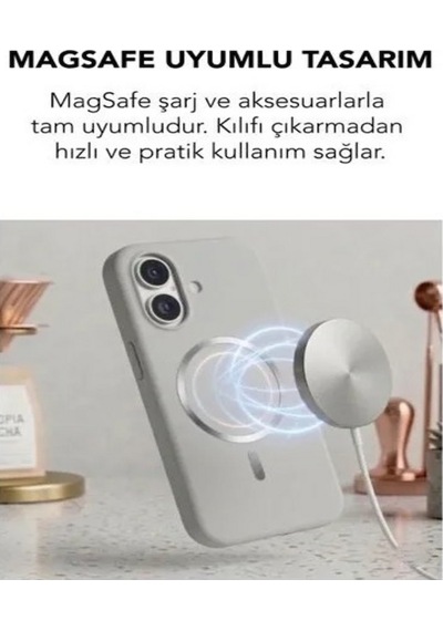 Apple İphone 16 Uyumlu Magsafe Lansman Silikon Kılıf Gri