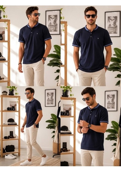 Erkek Lacivert Polo Yaka T-shirt