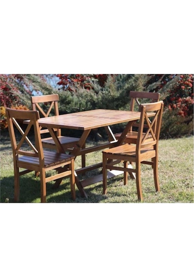 Çeşme Lüks Ahşap Bahçe Balkon Seti: 80X140 Katlanır Masa + 4 Sandalye Kahverengi Çeşme Lüks Ahşap Bahçe Balkon Seti: 80X140 Katlanır Masa + 4 Sandalye Kahverengi