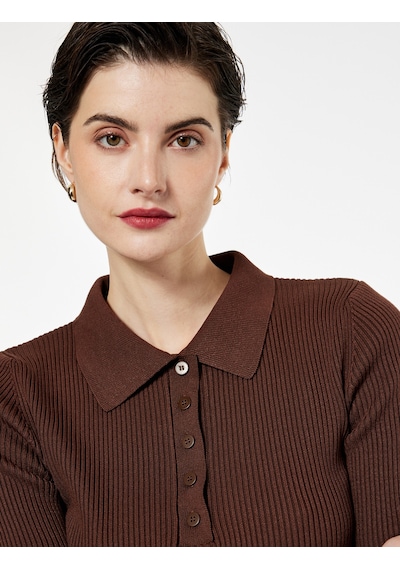Koton Regular Fit Yarım Düğmeli Kısa Kollu Polo Yaka Triko Kazak Kahverengi 6wak90338ht Kahve Koton Regular Fit Yarım Düğmeli Kısa Kollu Polo Yaka Triko Kazak Kahverengi 6wak90338ht Kahve