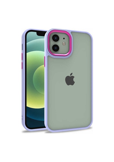 Apple Uyumlu iPhone 12 Kılıf Renkli Kenar Arkası Şeffaf Flora Silikon Kılıf