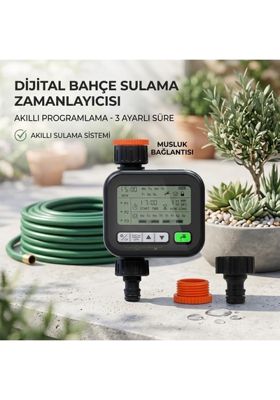 Zaman Ayarlı Musluk Aparatı 3 Programlı Dijital Bahçe Sulama Başlığı