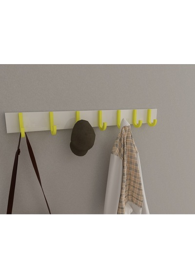 Hepsi3boyutlu Modern Duvar & Kapı Baston Askılık - 7 Adet Sarı J Askılık - Model No : 6 Sarı