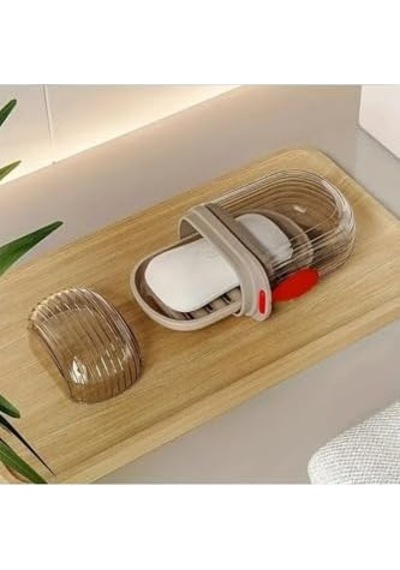 Şeffaf Kutu Şeklinde Plastik Katı Sabunluk Pratik Kullanımlı Hijyenik Banyo Sabun Kabı 1 Adet 000 Açık Krem