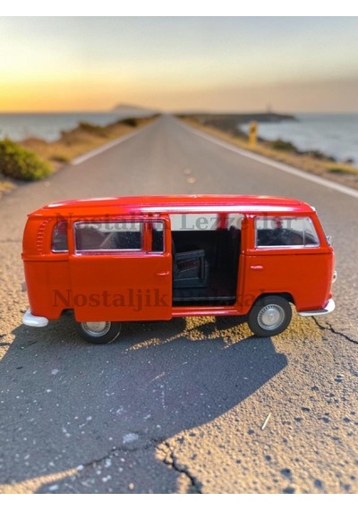 Nostaljik Kırmızı Volkswagen Type 2 1/32 Ölçek Metal Çek Bırak Kapılar Açılır Model Araba Çok Renkli