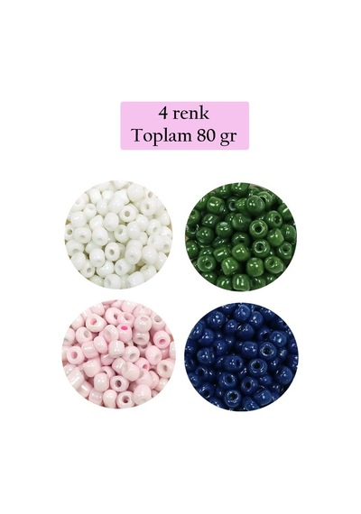 Dökme Cam Kum Boncuk Büyük Boy 6/0 4 Mm - 4 Renk - Toplam 80 Gram - Bnc408 Diğer