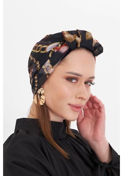 Hürrem Bone Bordo Pratik Hazır Geçmeli Tesettür Bone Kesik Elyaf Retro Desenli 2409 16 Bordo