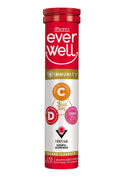 Everwell 3'lü Güç C&d Vitaminleri + Çinko - Efervesan Tablet - 67.5 Gram - 9 Adet 135 Tablet