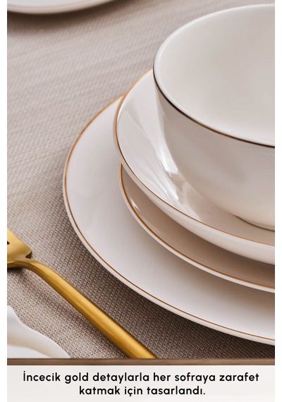 Karaca  Elegance Bone Esbelto 53 Parça 12 Kişilik Yemek Takımı Gold