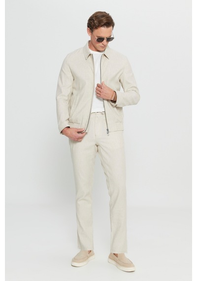 AC&Co / Altınyıldız Classics Erkek Bej Keten Standart Fit Normal Kesim Gömlek Yaka Bomber Ceket Mont Bej AC&Co / Altınyıldız Classics Erkek Bej Keten Standart Fit Normal Kesim Gömlek Yaka Bomber Ceket Mont Bej