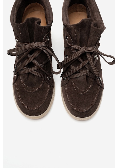 Luvi Shoes Oleta Kahverengi Süet Hakiki Deri Gizli Dolgu Topuklu Kadın Sneaker Bot
