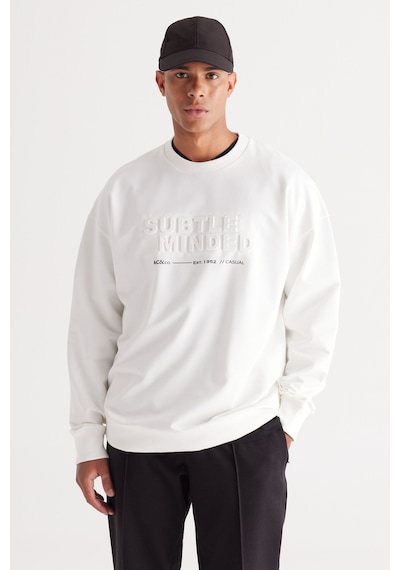 AC&Co / Altınyıldız Classics Erkek Ekru Oversize Bol Kesim Bisiklet Yaka Pamuklu Sweatshirt Ekru AC&Co / Altınyıldız Classics Erkek Ekru Oversize Bol Kesim Bisiklet Yaka Pamuklu Sweatshirt Ekru
