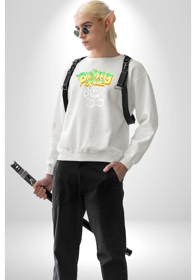 Beyin Gülüşü Unisex Beyaz Sweatshirt Beyaz