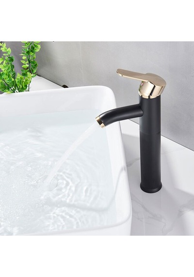 Inventa Aç-Kapa Çanak Lavabo Bataryası Altın - Siyah
