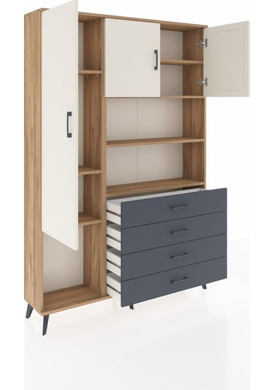 Arges Dolap 7 Raflı 4 Çekmeceli 3 Kapaklı 132x30x195 Çam-aytaşı/antrasit Aytası/antrasıt Arges Dolap 7 Raflı 4 Çekmeceli 3 Kapaklı 132x30x195 Çam-aytaşı/antrasit Aytası/antrasıt