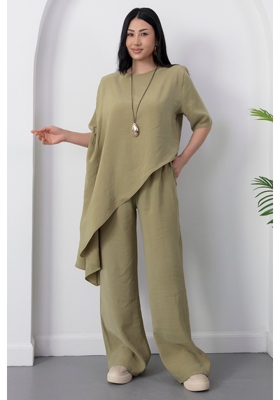 Kalopya Simetrik Crop Pantolon İkili Takım Grs3933 Yesıl