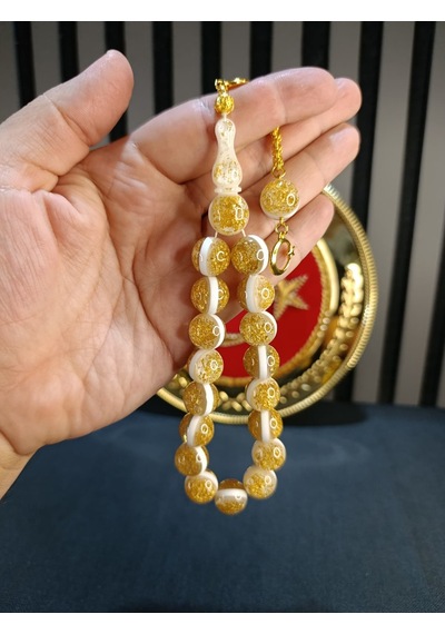 Altın Varaklı Tesbih Maskot Efe Bilek Boy 14mm 73529475