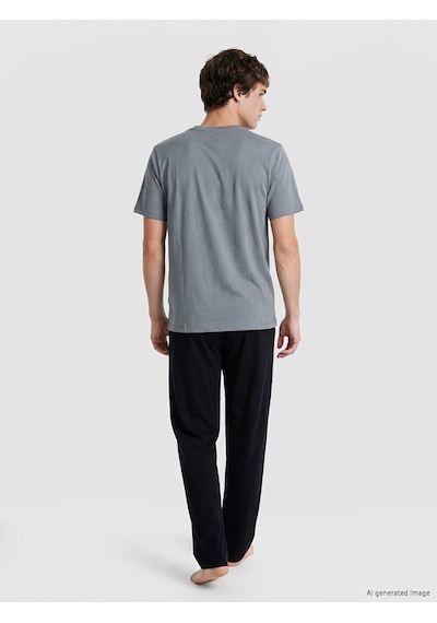 Lc Waikiki Lc Waıkıkı Gri Regular Fit Baskılı Erkek Pijama Takımı