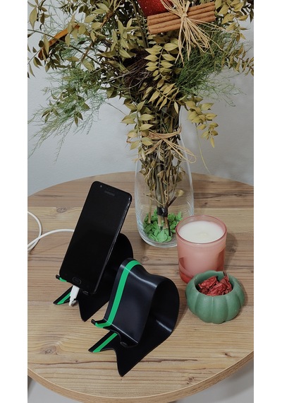 Dalga Formunda Telefon Standı Siyah-yeşil