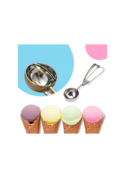 Ivory Maşalı Küçük Dondurma Kaşığı Paslanmaz Çelik Yaylı Kurabiye Ve Dondurma Kepçesi, Pürüzsüz Top Çıkarıcı Tetikli Meyve Ve Meze Kaşığı Model: Ivo-dn101