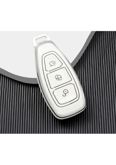 Gma Keys Lüx Ford Focus Fiesta Kuga Mondeo Smax Cmax Ecosport Nano Anahtar Kılıfı Beyaz Silver Gümüş Renk