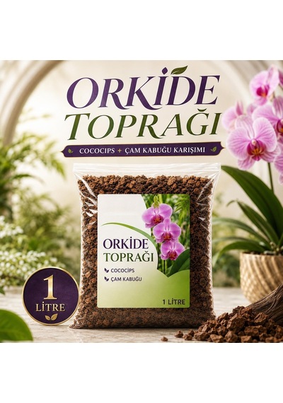 1 Litre - Orkide Toprağı - Cococips Ve Çam Kabuğu Karışımı Profesyonel Orkide Toprak Karışımı 0
