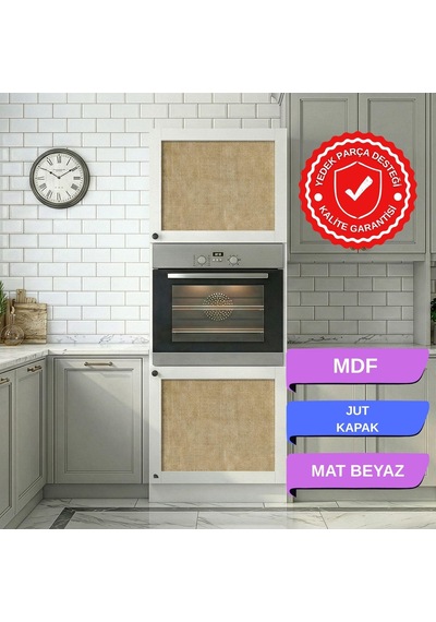 Kenzlife Ankastre Fırın Dolabı Bige Mat Beyaz 180 60 56 Jut Kare Kapak Mdf Gövde
