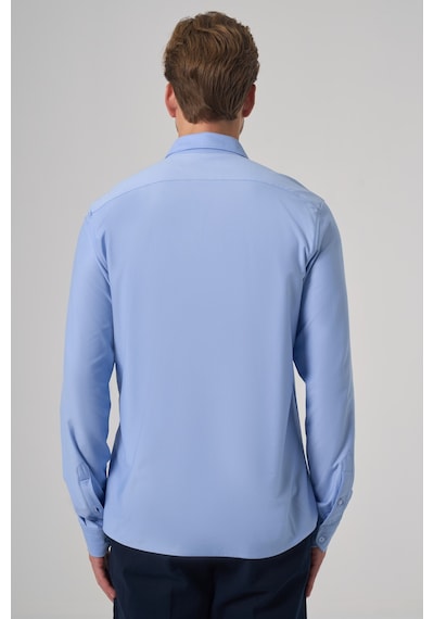Morven Erkek A. Mavi Trend Düz Slim Fit Tam İtalyan Yaka Relaxible Gömlek 26ms004029311 A. Mavi