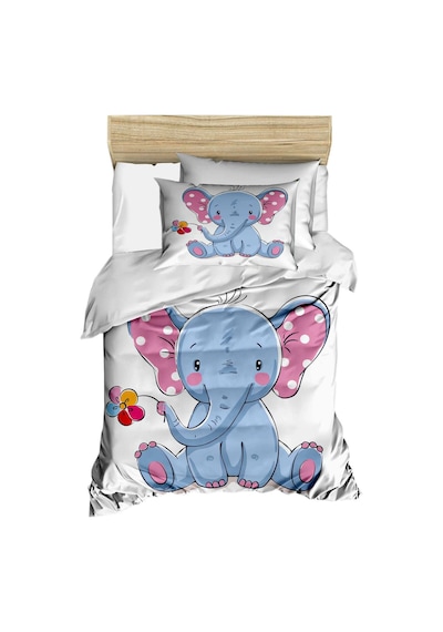 Dijital Baskılı 3d Pamuklu Yenidoğan Bebek Nevresim Takımı Cute Elephant Çok Renkli