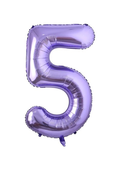 5 Rakam Mor Folyo Balon 40 İnç 100 Cm