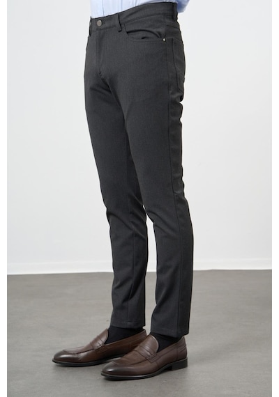 İmza Koyu Antrasit Düz Gabardin Esnek 5 Cep Slim Fit Casual Pantolon 1003245161 Koyu Antrasit
