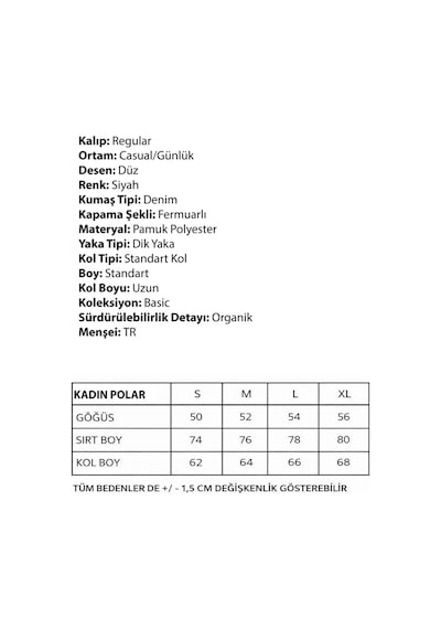 Walke Premium Kadın Tam Cepli Fermuarlı Outdoor Spor Polar Ceket Siyah