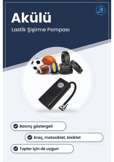 Taşınabilir Akülü Hava Kompresörü Elektrikli Lastik Şişirme Pompa