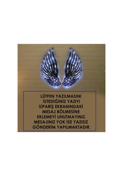 Epoksili Melek Kanadı Siyah Beyaz Figürlü Tablo Duvar Dekorlu Gece Lambası Beyaz - 756264702 Beyaz