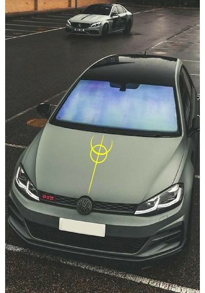Oto Kaput Şerit Sticker Dönence Daire Tasarım Sarı 20 60 Cm
