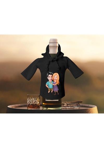 Bk Gift Kişiye Özel Sevgililer Karikatürlü Mini Siyah İçki Şişesi Tişörtü , Ev Bar Dekoru, Viski, Şarap, Votka, Rakı Şişesi Tişörtü, Ev Barı-29