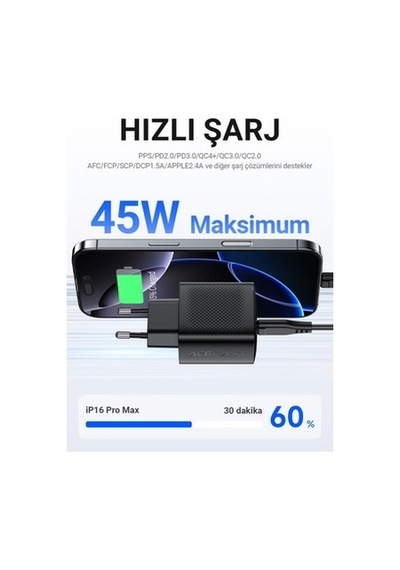 Hızlı Şarj Aleti - 45w Pd Usb-c, Akım Korumalı