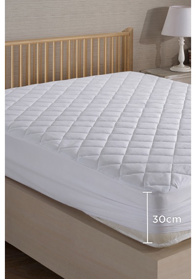 Kapitone Fitted Full Kenar Yatak Koruyucu Alez Tek Çift Battal 5 Ebat Beyaz