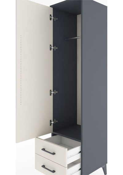 Hyperion Dolap Tek Raflı 2 Çekmeceli Tek Askılı 44x44x182 Antrasit-aytaşı Antrasit