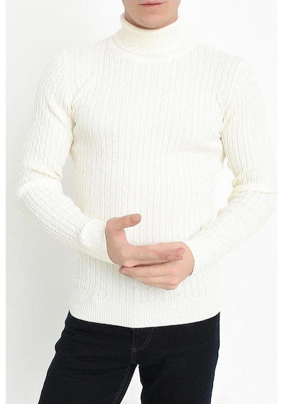 Efor Tr 814 Slim Fit Ekru Balıkçı Triko Ekru