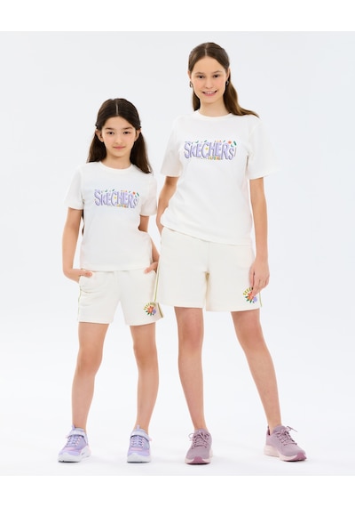 Skechers G Graphic Tee Regular T-shirt Büyük Kız Çocuk Beyaz Tshirt Sk2610023-3855 Beyaz