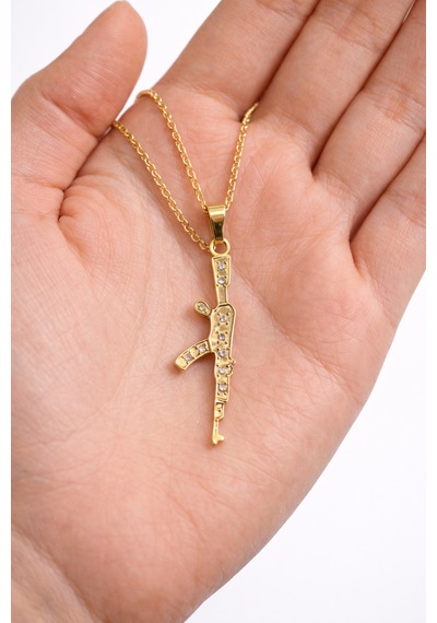 Gold Renk Figürlü Kolye 60 Cm Zincirli Unisex Aksesuar Çok renkli