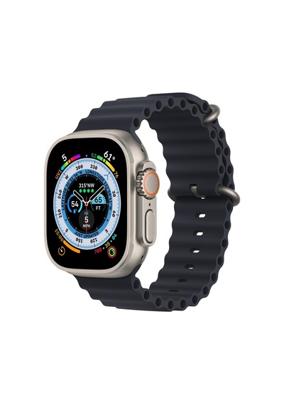 Microsonic Apple Uyumlu  Watch Series 7 45mm Kordon Ocean Band Lacivert