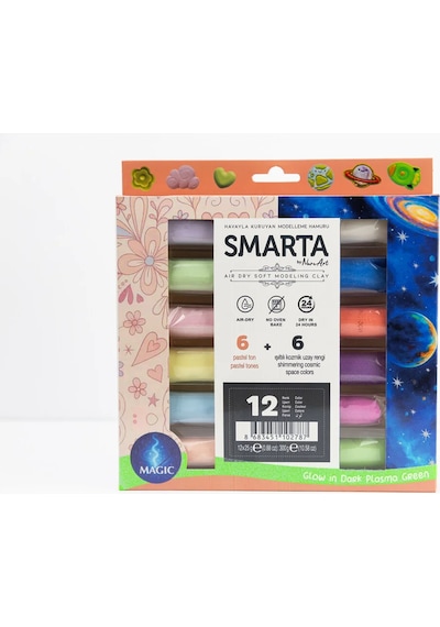 Smarta Air Soft Modelling Clay 12x25gr Hava İle Kuruyan Modelleme Kili Magic Renkler / 3000091