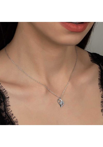 Swarovski Taşlı Gümüş Kalp Tektaş Kadın Kolye (522140234)