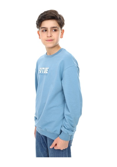 Toontoy Kids Toontoy Erkek Çocuk Baskılı Sweatshirt Mavi