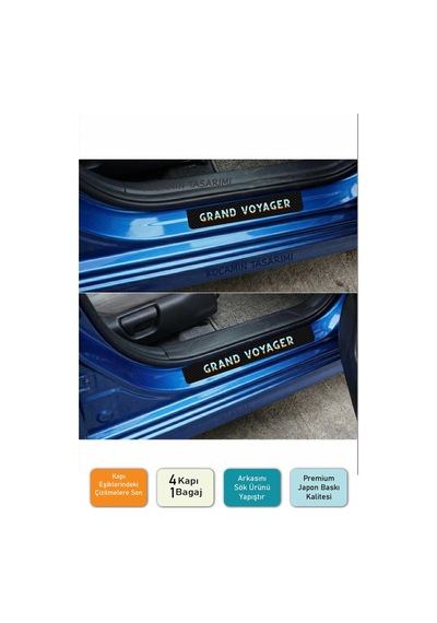 Premium Chrysler Grand Voyager Karbon Kapı Eşiği Koruma Seti 4 Kapı 1 Bagaj 5 Parça Dayanıklı Folyo