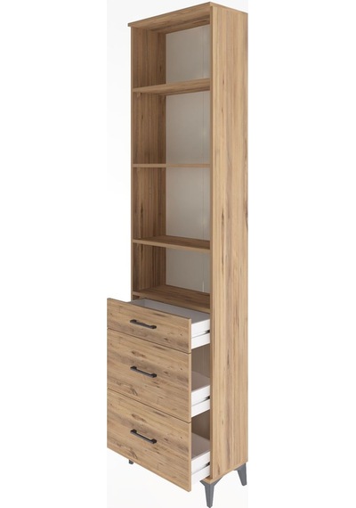 Arges Dolap 4 Raflı 3 Çekmeceli 60x30x243 Çam-çam Çam