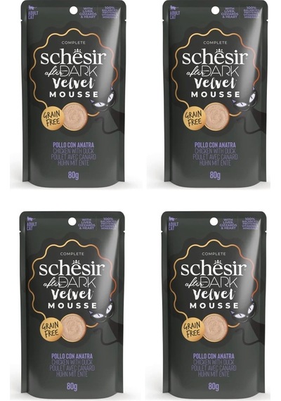 Schesir After Dark Tavuk Ve Ördekli Pouch Mousse Kedi Yaş Mama 80 Gr. X 4 Adet