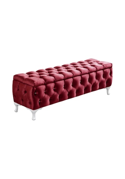 Lüks Sandıklı Chester Puf Bench Ayakucu Koltuk 100 Cm Bordo